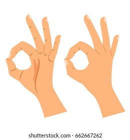 Ok hand sign vector illustration. Okay gesture, agree or perfect symbol isolated on white background