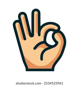 ok hand symbol gesture flat color vector illustration template design