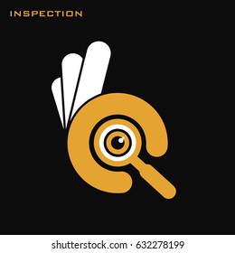 Ok hand symbol with magnifier glass, Inspection searching and looking. Vector