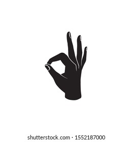 OK hand three finger icon symbol flat vector