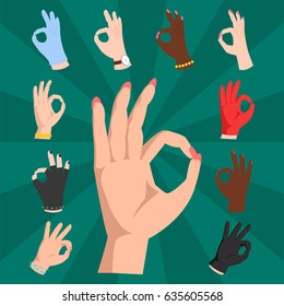 Ok hands success gesture okey yes agreement signal business human agree best approval vector.