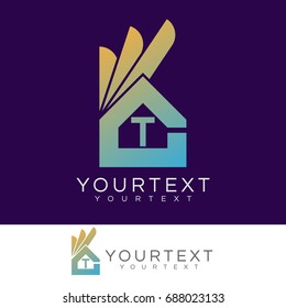 ok home initial Letter T Logo design