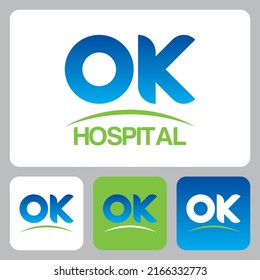 OK Hospital logo template. OK logo design vector template