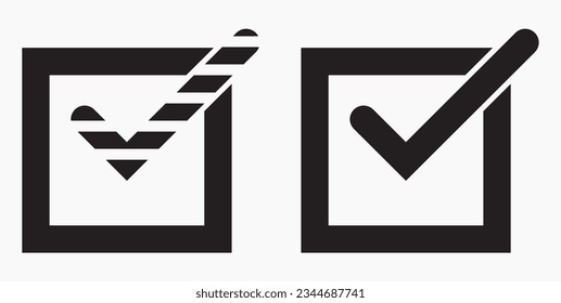 OK Symbol. Wahl.  Okay Symbol. Kästchen.  Vektorsymbol.
