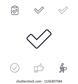 Ok icon. collection of 7 ok outline icons such as clipboard with tick, courier, tick. editable ok icons for web and mobile.