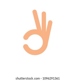OK icon, hand symbol in simple flat design on  white background,vector illustration.