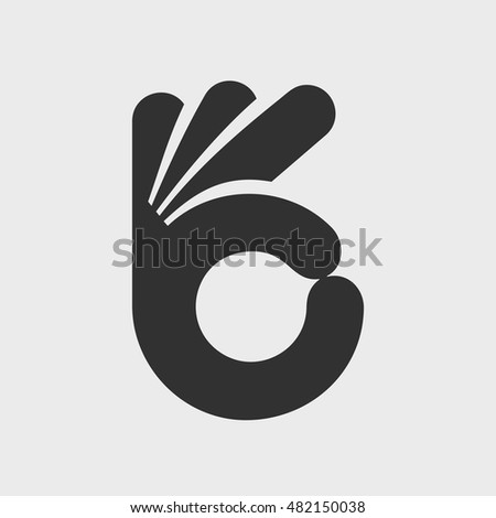 Ok icon, human hand gesture okay symbol