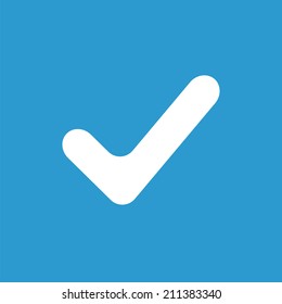 ok icon, isolated, white on the blue background. Exclusive Symbols 