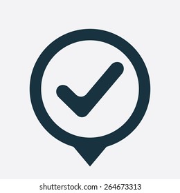 ok icon map pin on white background 