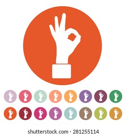 The OK icon. Okay symbol. Flat Vector illustration. Button Set