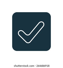 ok icon Rounded squares button, on white background 