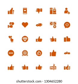 ok icon set. Collection of 25 filled ok icons included Like, Check, x, Thumbs up, Quality, Minus, Add button, Check in, Dislike, Likes