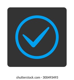 OK icon. This flat rounded square button uses white and gray colors and isolated on a white background.