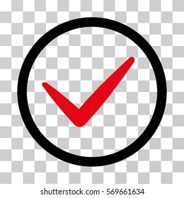Ok icon. Vector illustration style is flat iconic bicolor symbol, intensive red and black colors, transparent background. Designed for web and software interfaces.