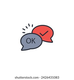 OK-Symbol. Vektor.Editierbarer Strich.Lineares Stilzeichen zur Verwendung im Webdesign, Logo.Symbol Illustration.