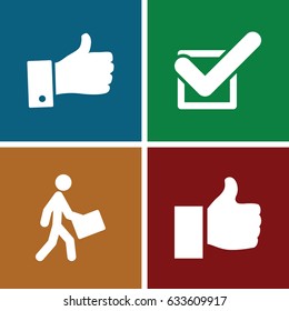 Ok icons set. set of 4 ok filled icons such as courier, tick