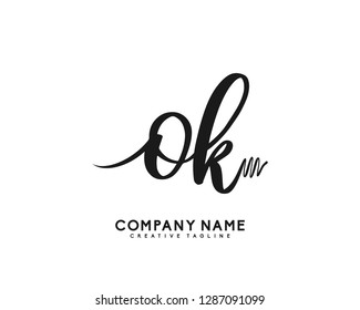 OK Initial Handwriting Logo Template Vector