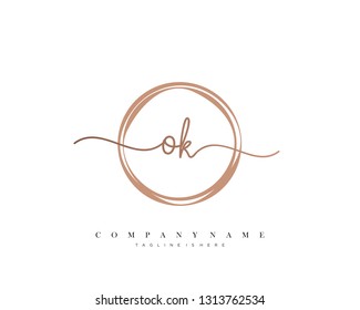  OK initial handwriting logo template vector