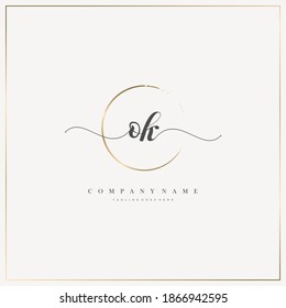 OK Letra inicial logotipo de escritura a mano modelo vector, logotipo para belleza, cosméticos, boda, moda y negocios