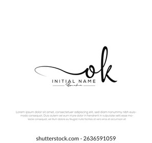 ok initial letter handwriting and signature logo