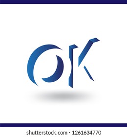 OK initial letter with negative space logo icon vector template