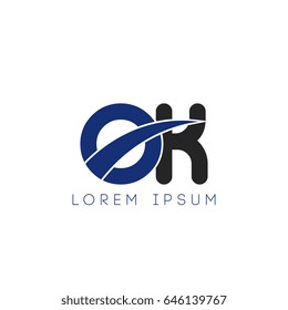 ok initial letter uppercase logo blue and black