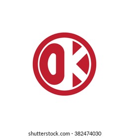 OK initial letters circle business logo red