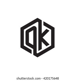 OK initial letters looping linked hexagon monogram logo