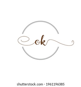 OK Initial Logo Handwriting template letter illustration