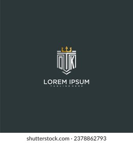 OK initial monogram for crown and shield logo design