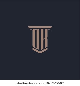 OK initial monogram logo with pillar style design