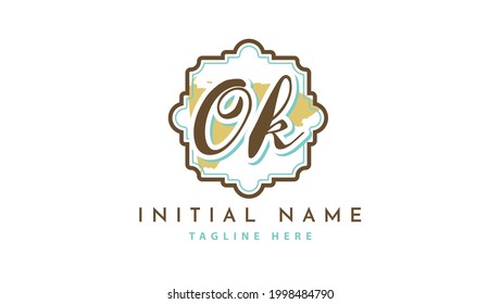 OK Initials, handwriting logo vector