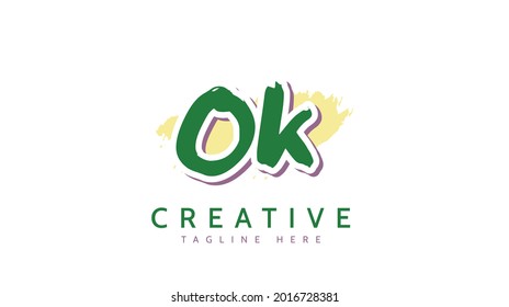 OK Initials, handwriting logo vector