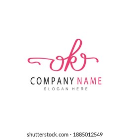 Diseño del logotipo manuscrito de las iniciales OK, ilustración vectorial