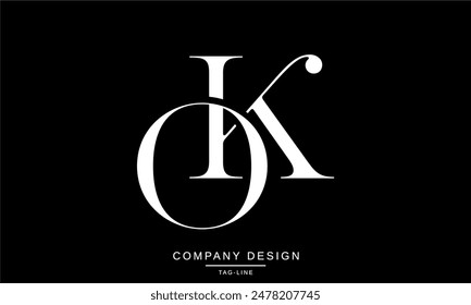 OK, KO Abstract Letters Logo Monogram design Font Vector