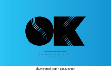 OK leaf initials monogram letter text alphabet logo design
