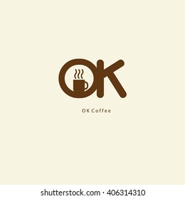 OK letter with coffee cup vector.