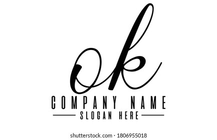 Diseño del logotipo de la letra OK, diseño del alfabeto OK inicial para el monograma del logotipo