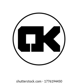 OK Letter Logo Design With Simple style