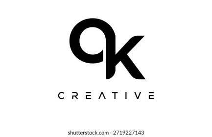 Logotipo Monograma de letra OK para identidade de marca criativa moderna