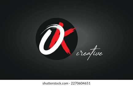 OK Letters Brush Paint Logo icon, Elegant Vector Design