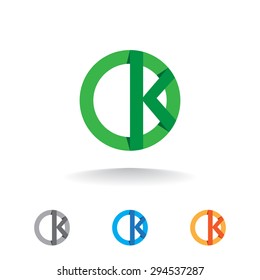 OK letters flat style. Template logo. Vector illustration.