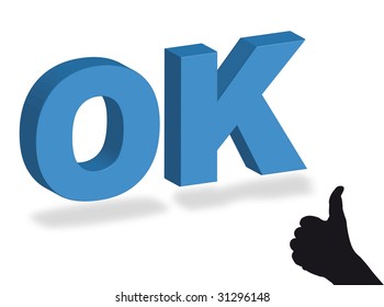 OK in letters and man hand saying ok
