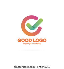 Ok logo in circle template modern green color isolated on white background for used corporate identity your business company. Yes logo. Vector Illustration