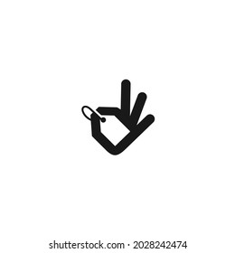 Ok logo design hands minimal modern style. Logo of bandrol vector symbols, negative space of inspiration