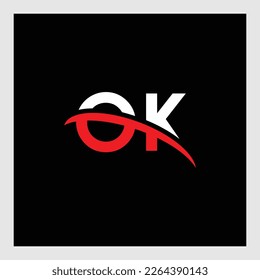 Plantilla de diseño del logotipo OK con combinación de color blanco rojo