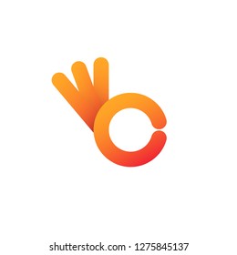 ok logo  . hand and fingers okey sign