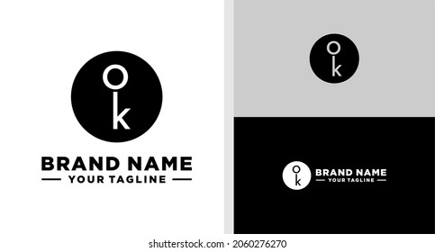 OK LOGO KEY NEGATIVE SPACE SIMPLE EDITABLE