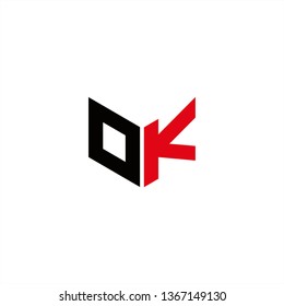 OK Logo Letter Initial With Red and Black Colors
