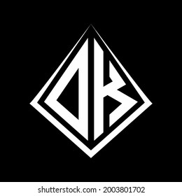 OK logo letters monogram with prisma shape design template vector icon modern